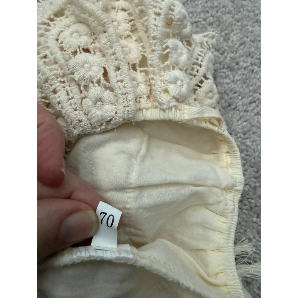 Baby Girl Ruffle Bottom Bubble Romper Soft Cream Halter Jumper